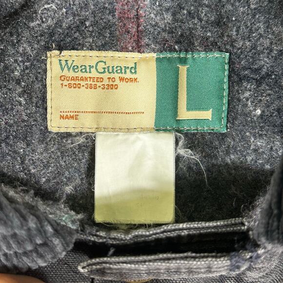 Vintage 90's WearGuard Blanket Lined Size Large Chore Coat Black Canvas Jacket - Picture 3 of 9